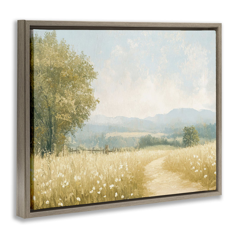 Cadre flottant Pastoral Wandering Path, conception par LSR Creative Studio, H 17 po x l 21 po, Cadre flottant orme Montalcino