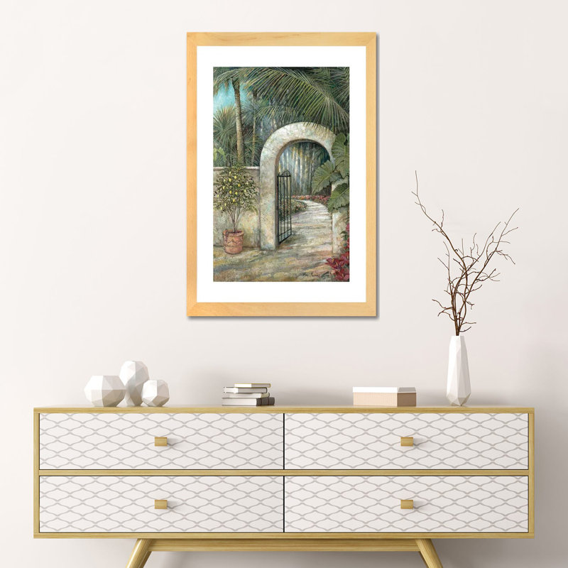 Tranquil Garden II par Ruane Manning - reproduction d'art, H 24 po x l 16 po x P 1 po, Papier avec cadre beige, Blanc