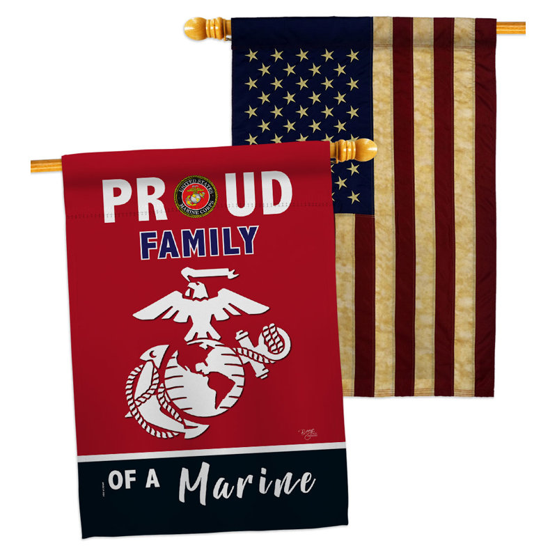 Drapeau de maison en polyester 40 x 28 po Proud Family Marines