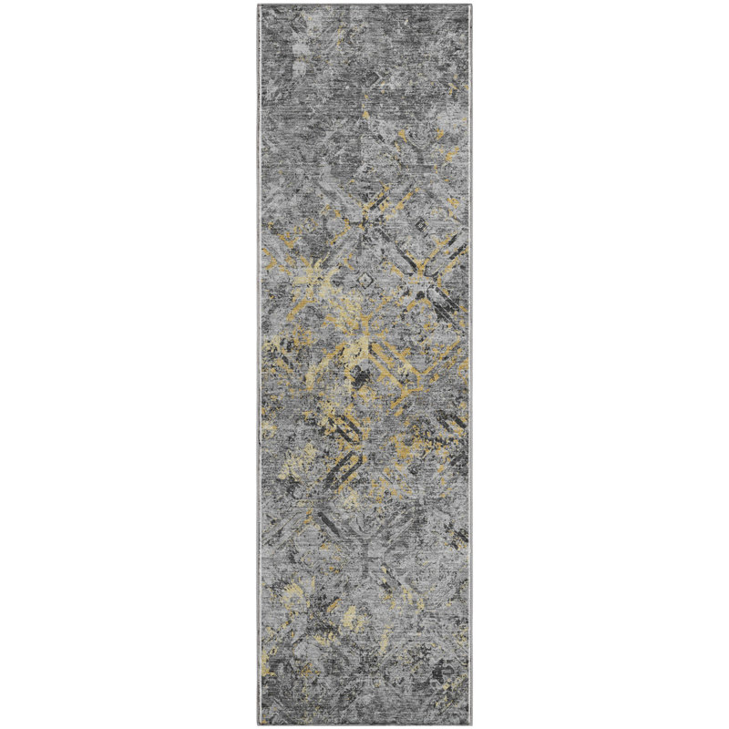Premium Machine Washable Prisco Gray Rug, Runner 2'3" x 7'6"