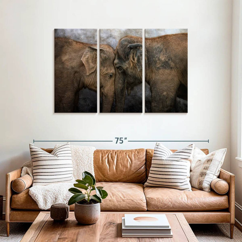 Brampt Elephant Young Love, 36" H x 57" W