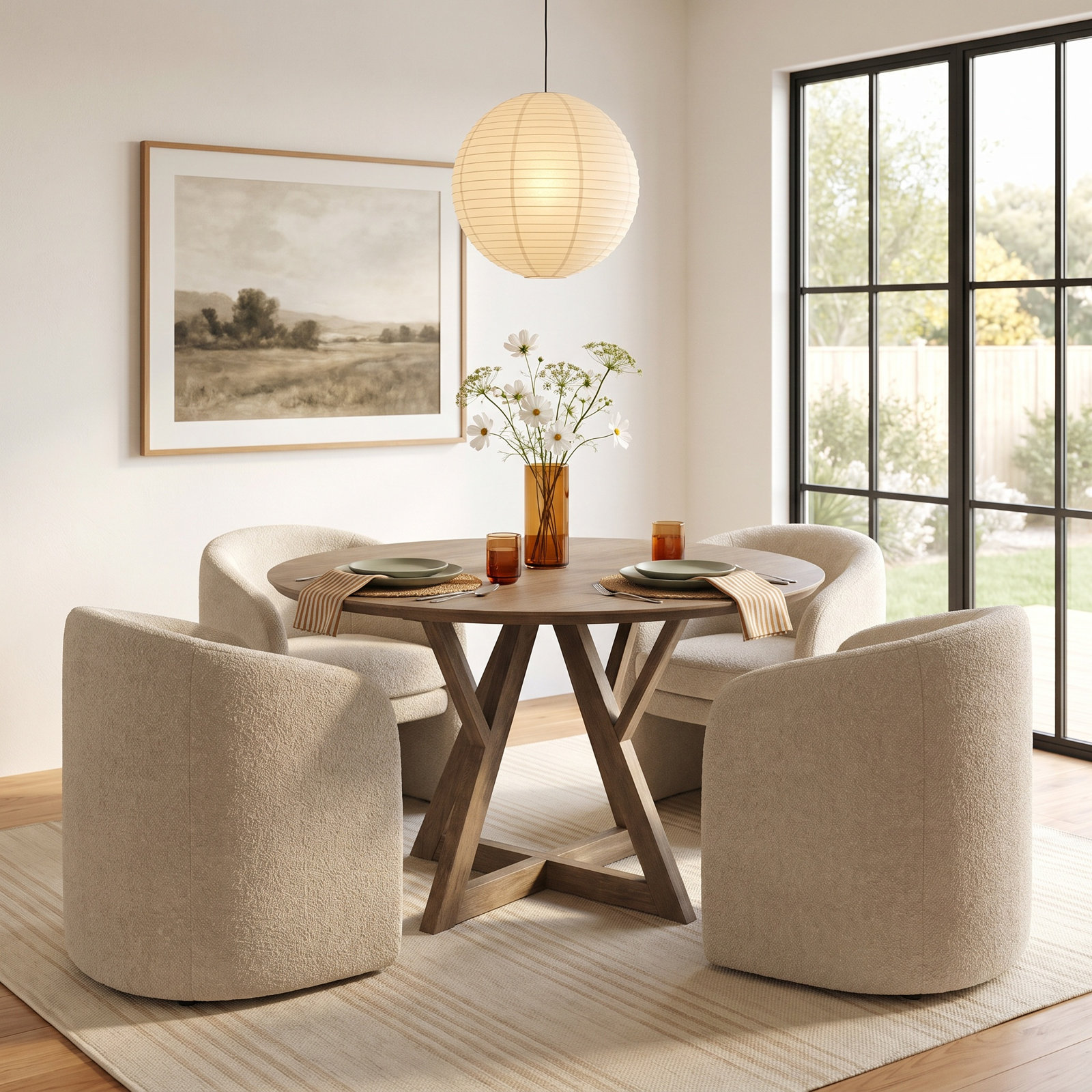 Persimmon Mango Dining Table, 29.5"H x 48"L x 48"W, Brown