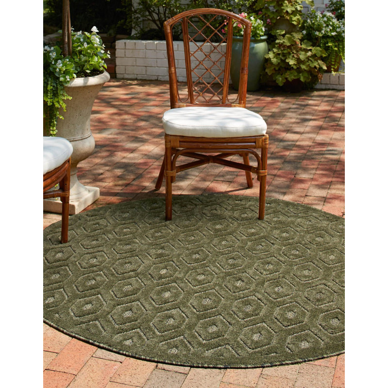 Tapis intérieur / extérieur vert, Rond 3 pi