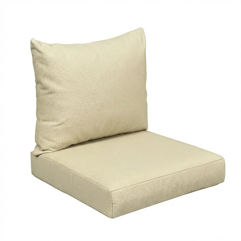 Sunbrella Outdoor Solid Knife Edge Deep Seating Pillow and Cushion Set, Sunbrella - Canvas Natural
