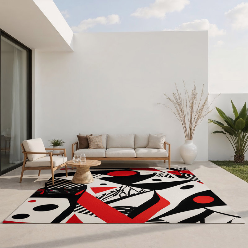 Cerise Wave Indoor And Outdoor Area Rug, Rectangle 1'6" x 2'6"