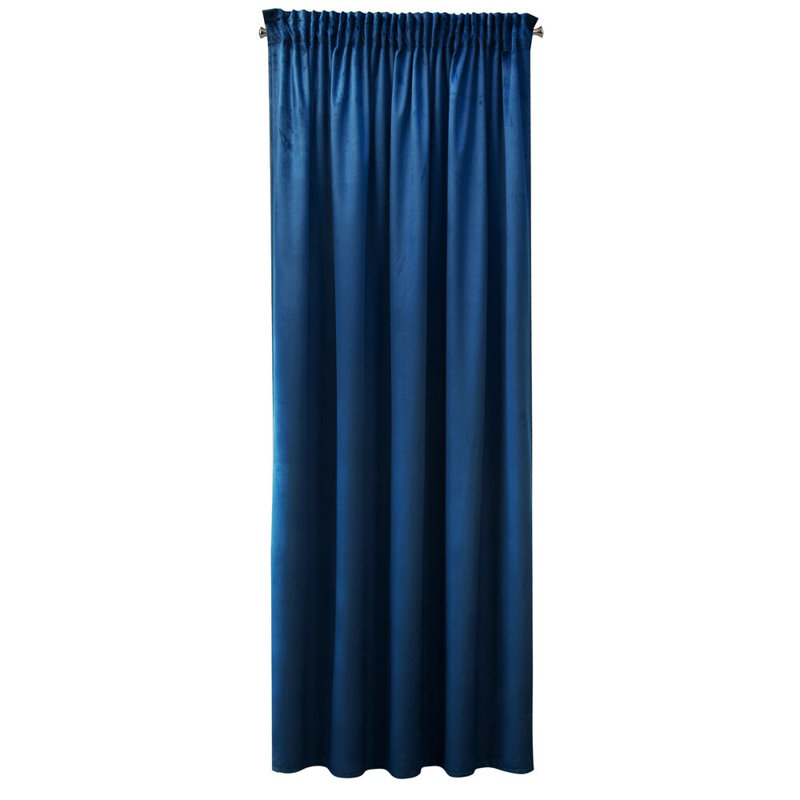 Zas Polyester Blackout Eyelet Curtain Panel, Blue navy