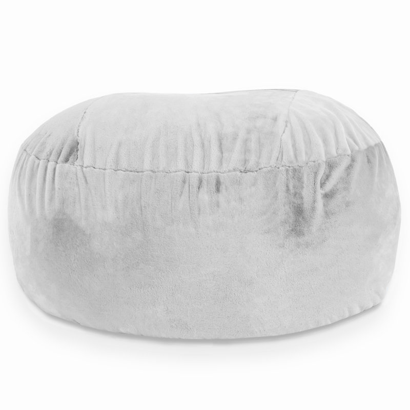 Saxx 6 Foot Giant Bean Bag Chair for Adults - Premium Faux Rabbit Fur, Silver Faux Fur