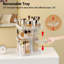 Organisateur de maquillage rotatif à 360 degrés avec plateaux réglables, support de filage pour cosmétiques à grande capacité pour brosses à maquillage, produits de soins de la peau, parfums et accessoires-2026595205