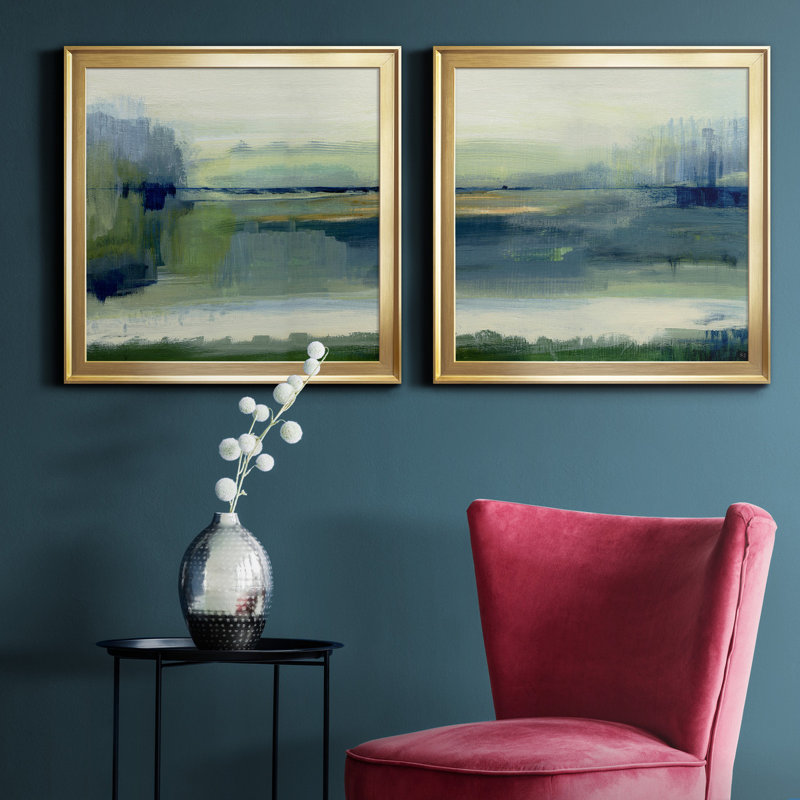 Glistening Meadow Detail I - 2 Piece Picture Frame Painting Set on Canvas, Gold, 26.5" H x 53" W x 1.5" D