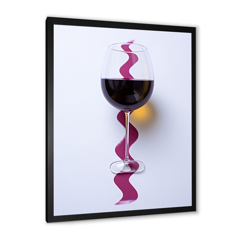 «Red Wine Glass», présentation sur toile, Cadre simple noir, H 32 po x l 24 po x P 1 po