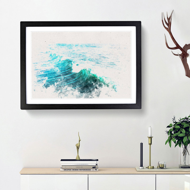 La Jolla in San Diego - Picture Frame Painting Print, 24cm H x 33cm W x 2cm D, Black Framed