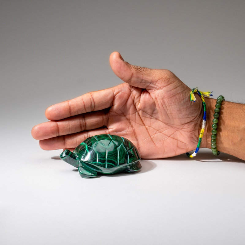 Genuine Polished Malachite Turtle Carving (335 grams)
