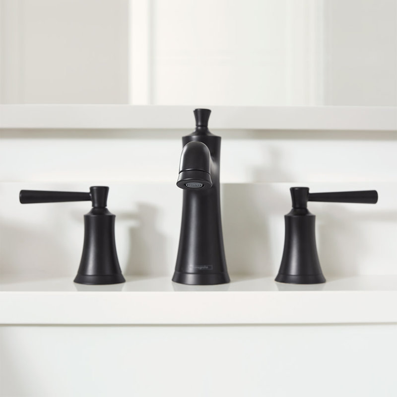 Joleena Widespread Bathroom Faucet with Drain Assembly, Matte Black