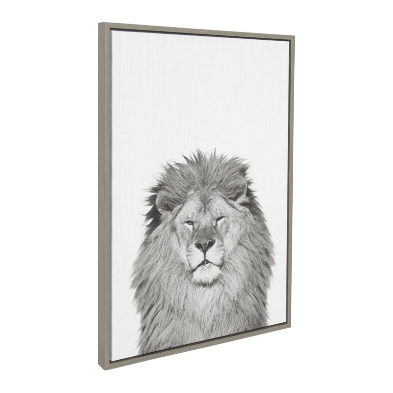 «Lion» par Simon Te of Tai, reproduction d'art sur toile encadrée, Encadré gris