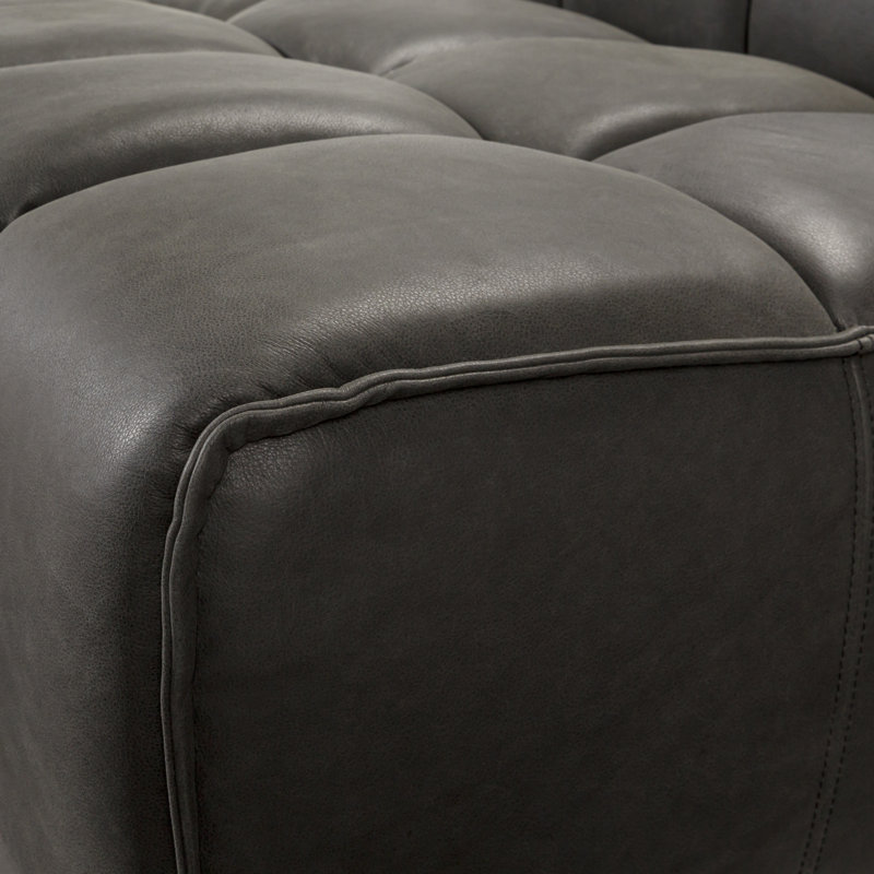 Morris Modern Accent Chair, Black Genuine Leather