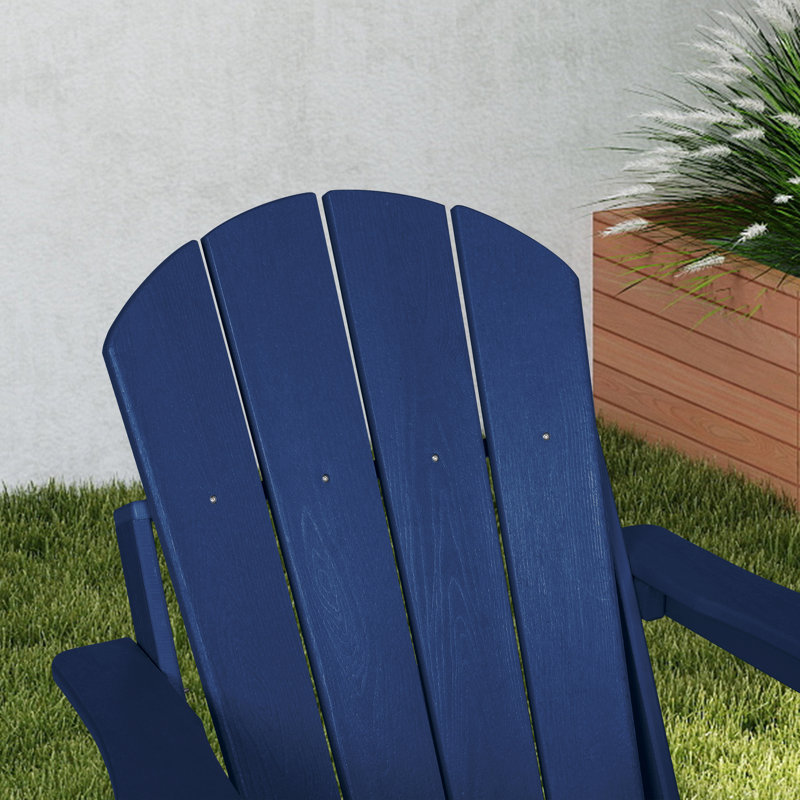 Adirondack Chair With Side Table (Set Of 3), Navy Blue