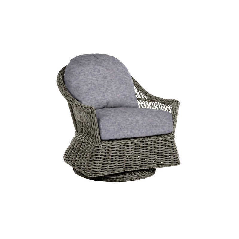 Soho Swivel Glider Chair with Cushions, Dove Sunbrella® Linen, Black, No Welt
