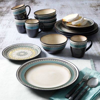 Gibson Elite Amerdale 16-Piece Dinnerware Set, Teal