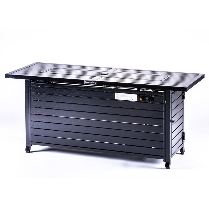 Vista Rectangular Fire Pit Table, Hammered Black