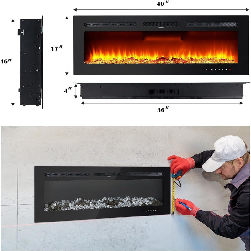 Metro Lane 102cm W Black Electric Fireplace