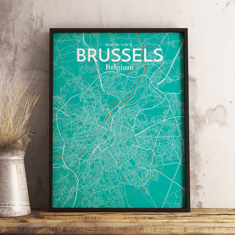 Brussels City Map - No Frame Print, 91.4cm H x 61cm W x 0.13cm D