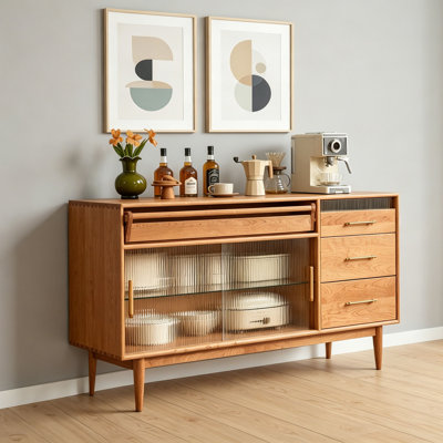 Multi-functional solid wood storage sideboard