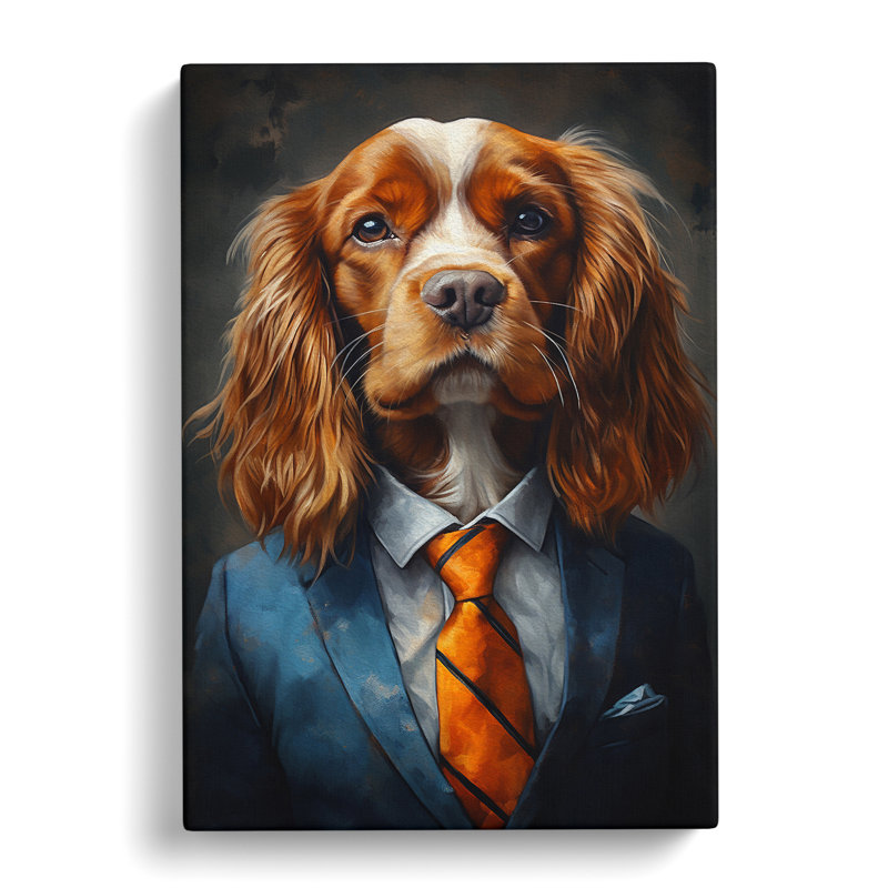 Cavalier King Charles Spaniel In A Suit Painting - No Frame Print, 76cm H x 50cm W x 3cm D