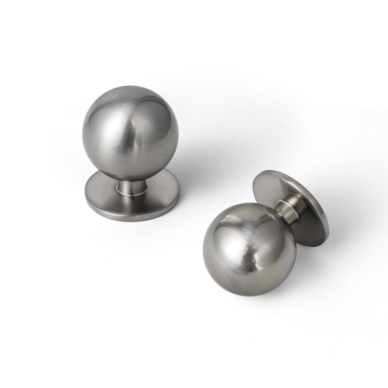 Poignée ronde, Diamètre du bouton: 0,98 po, Nickel satiné