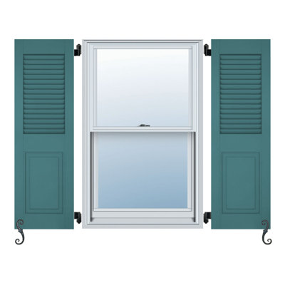 Atlantic Architectural Louvre Top & Raised Panel Bottom, Combination Shutter Pair