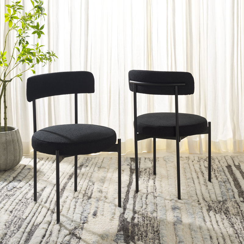 Liana 20'' H Boucle Upholstered Side Chair, Black
