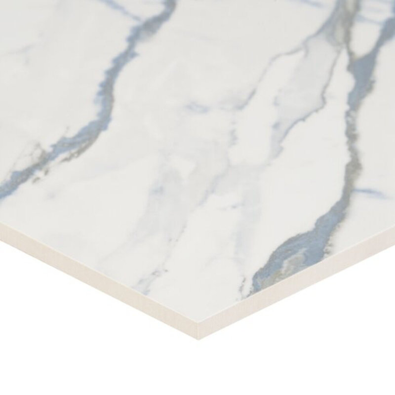 Calacatta Azur 24X24 Matte Porcelain Tile, Blue/White/Gray