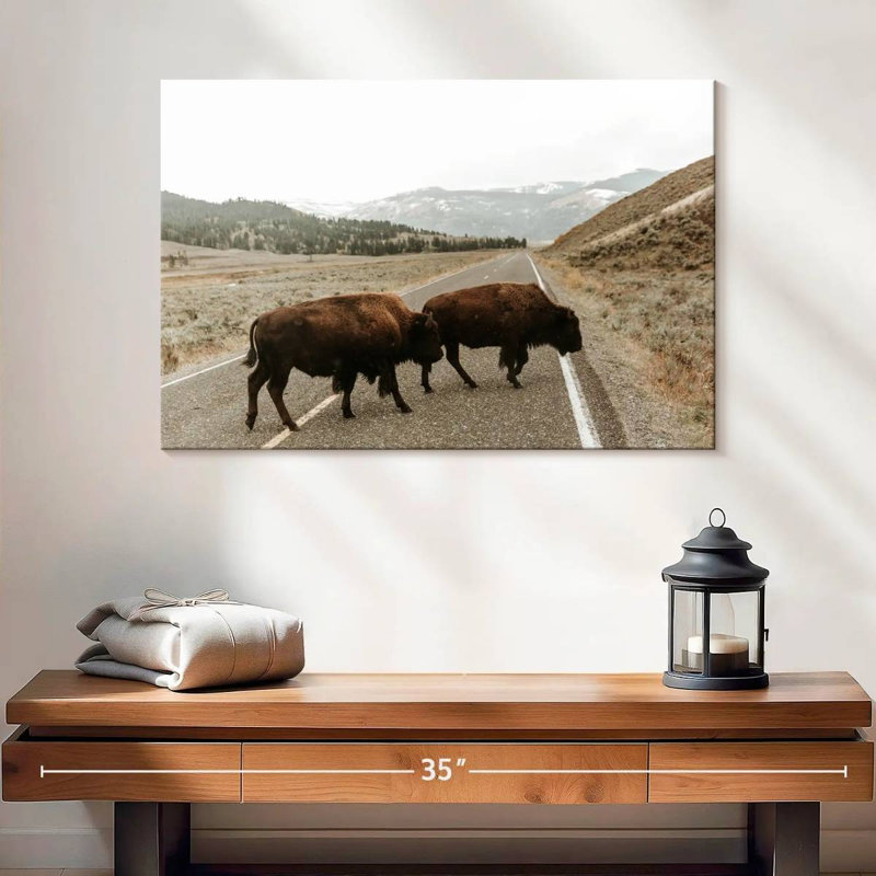 Bison Brampt dans la vallée de Lamar, H 16 po x l 24 po
