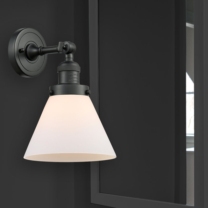 Éclairage de meuble-lavabo inclinable 2 lumières Cone, Boîtier blanc mat, Ampoule à DEL rétro de 6 watts, Noir mat