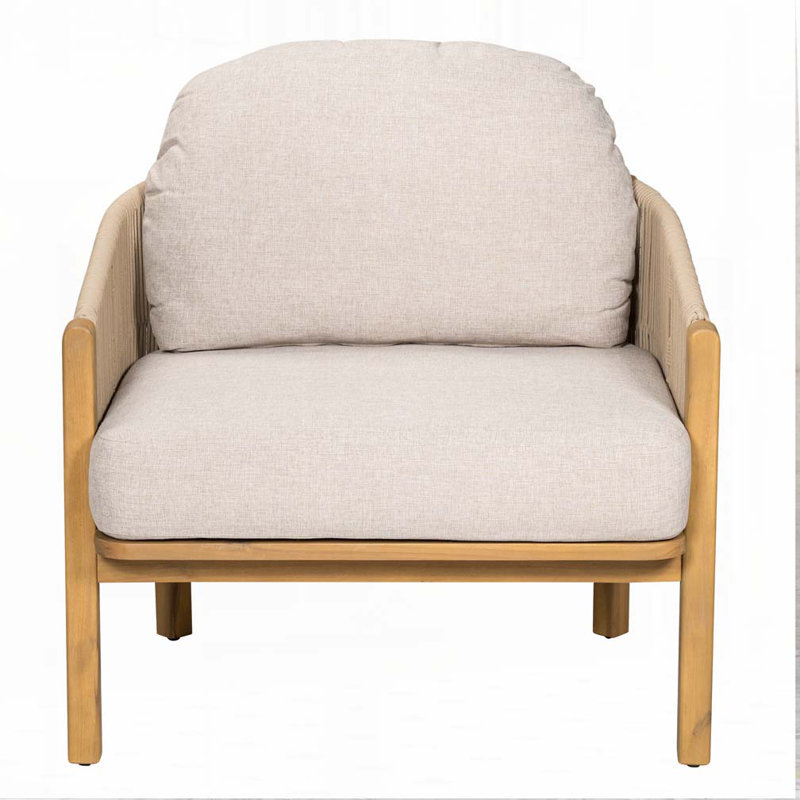 Fauteuil club d'extérieur en bois, Beige, Teck