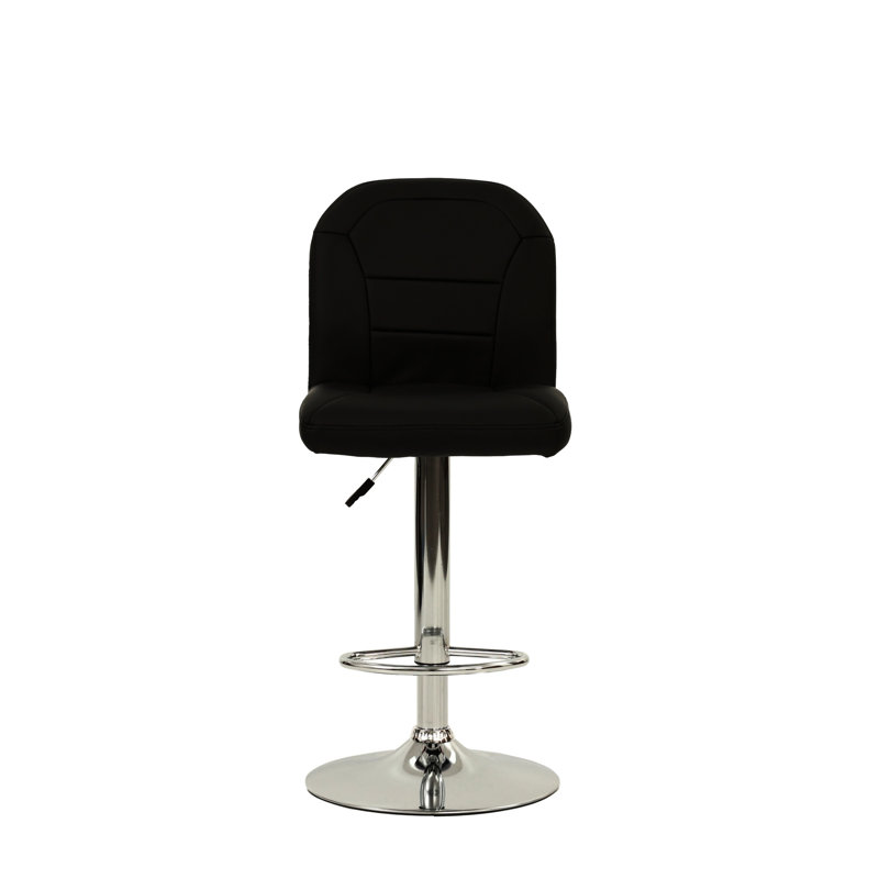 Élégant tabouret de bar en similicuir noir avec fonction de vérin à gaz et base en matériau composite élégant