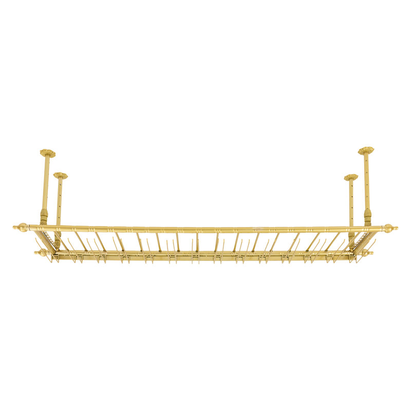 Blondsville 59" Adjustable Hanging Glass Wine Rack, Champagne