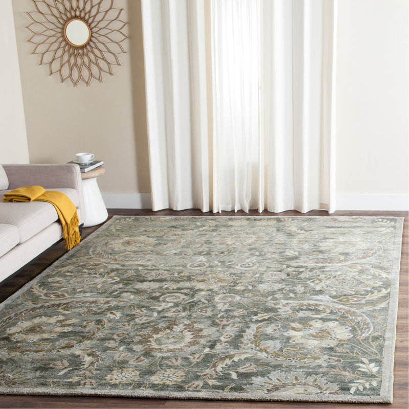 Davila Hand Tufted Viscose Floral Rug, Rectangle 4' x 6'
