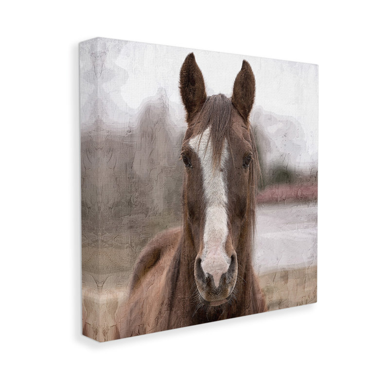 «Brown Horse Portrait», art mural sur toile par Kim Allen, H 36 po x l 36 po