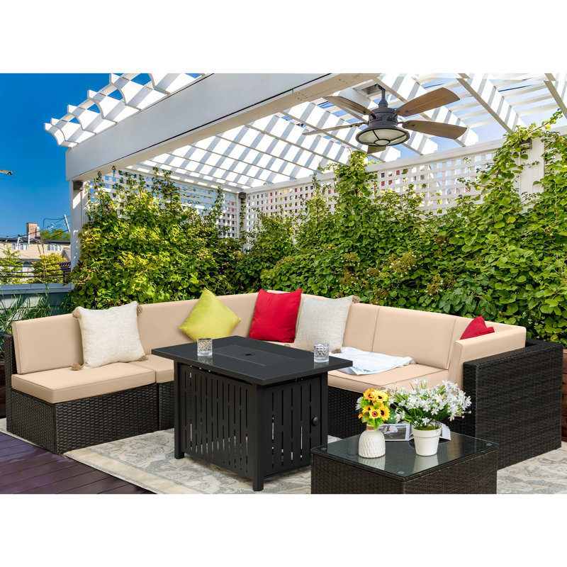 Ensemble de conversation modulaire avec coussins 4 pièces Burglinde, Beige