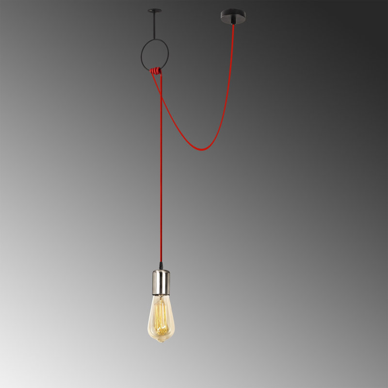 Luminaire suspendu à 1 lumière Aigar, Rouge / nickel
