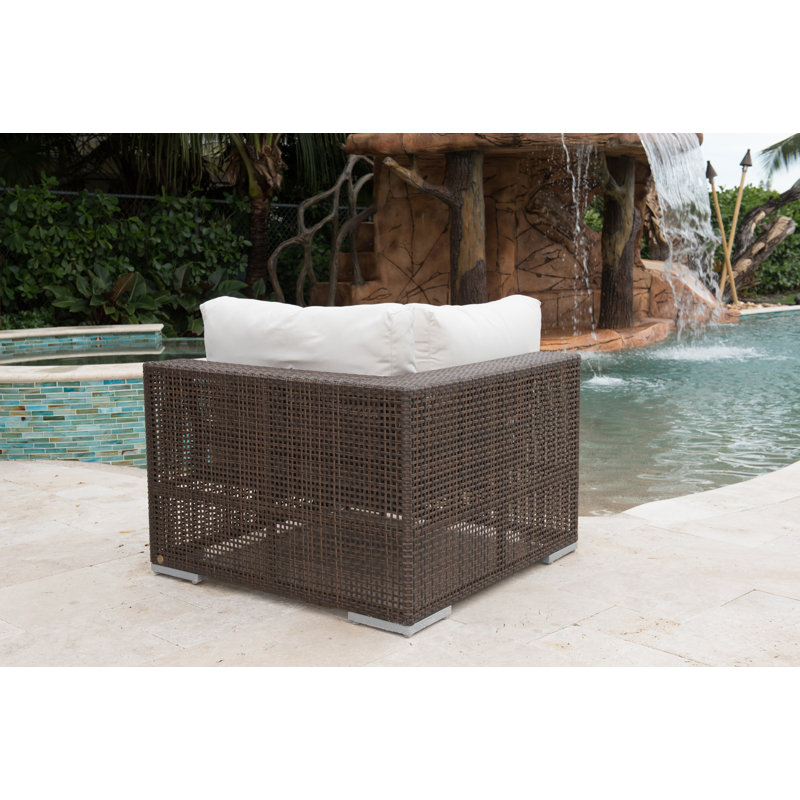 Causeuse d'extérieur en osier Daltan, Toile Sunbrella® toscan