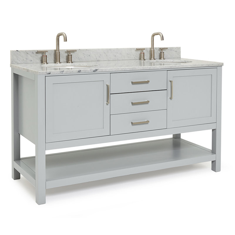 Bayhill 73'' W Double Vanity, Oval, Gray, 61"