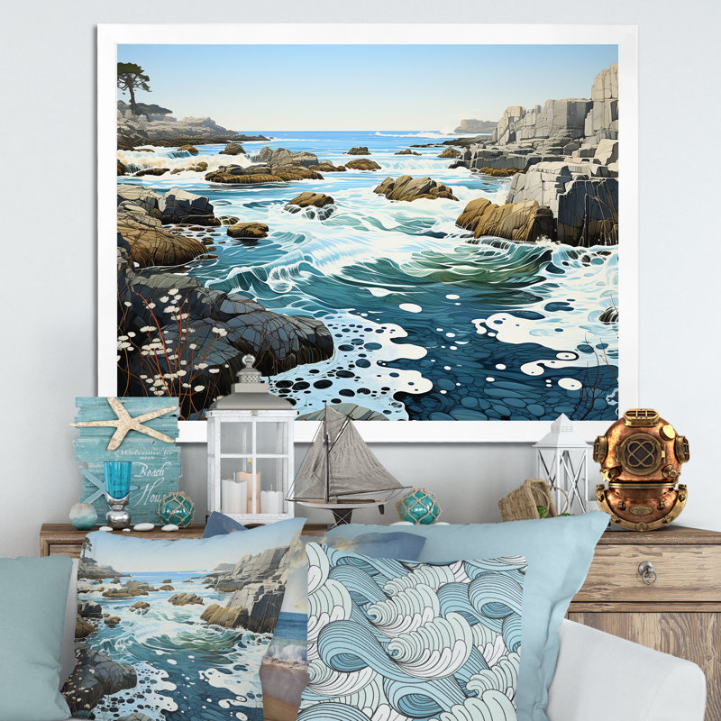 Paysage de plage sauvage IV sur toile, H 24 po x l 32 po x P 1 po, Cadre simple blanc