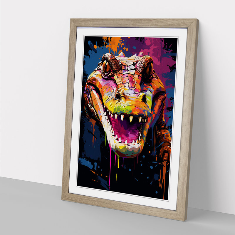 Alligator Pop - Framed Print, Oak Framed, 34cm H x 25cm W x 2cm D