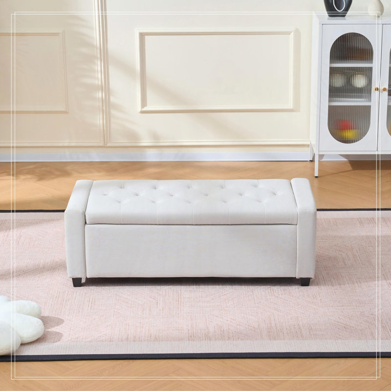 48" Storage Bedroom Bench, Beige
