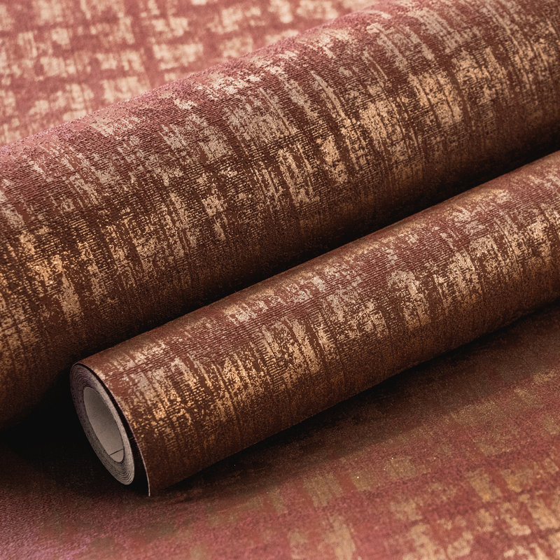 Adonea Zeus Textured Metallic 33' L x 21" W Wallpaper Roll, Ruby Red