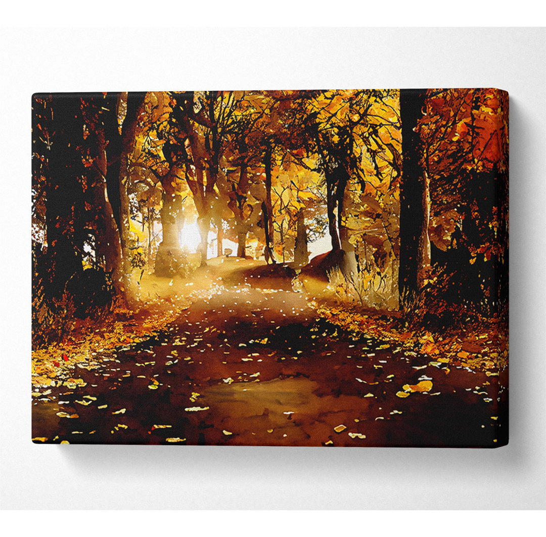 Goldene Blätter im Herbst - Kunstdrucke auf Leinwand - Wrapped Canvas