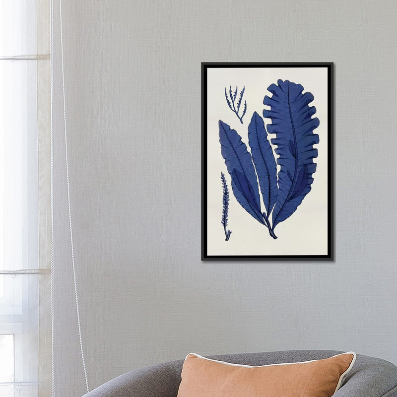 « sea life series : indigo iv », reproduction d’art sur toile, H 26 po x l 18 po x P 1,5 po, Toile avec cadre noir