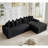 [NEW ARRIVED] [VIDEO PROVIDED] Oversize Cloud Sectional Couch, L-Shape Sofa, Convertible Floor Sleeper Sofa Bed, No Assembly,Eight pillows,3-in-1,Magazine bag,(Right Facing Sofa),Corduroy,Black-512791399-512791395
