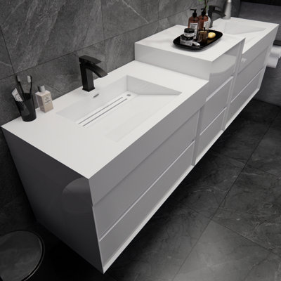 Albizu 67" Wall-Mounted Double Bathroom Vanity